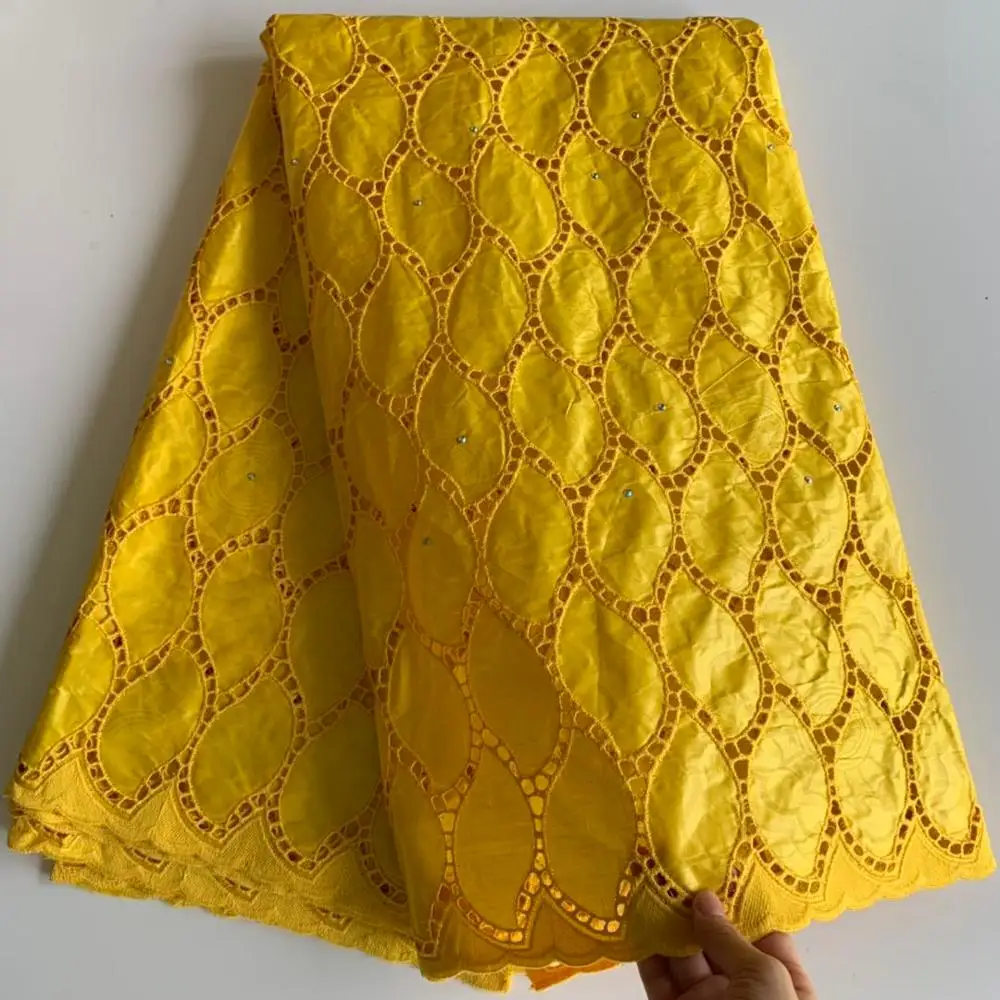

stones hollouw style 2020 stones eyelet bazin riche lace fabric 5yards lace fabric for lady dress SHISMAY157