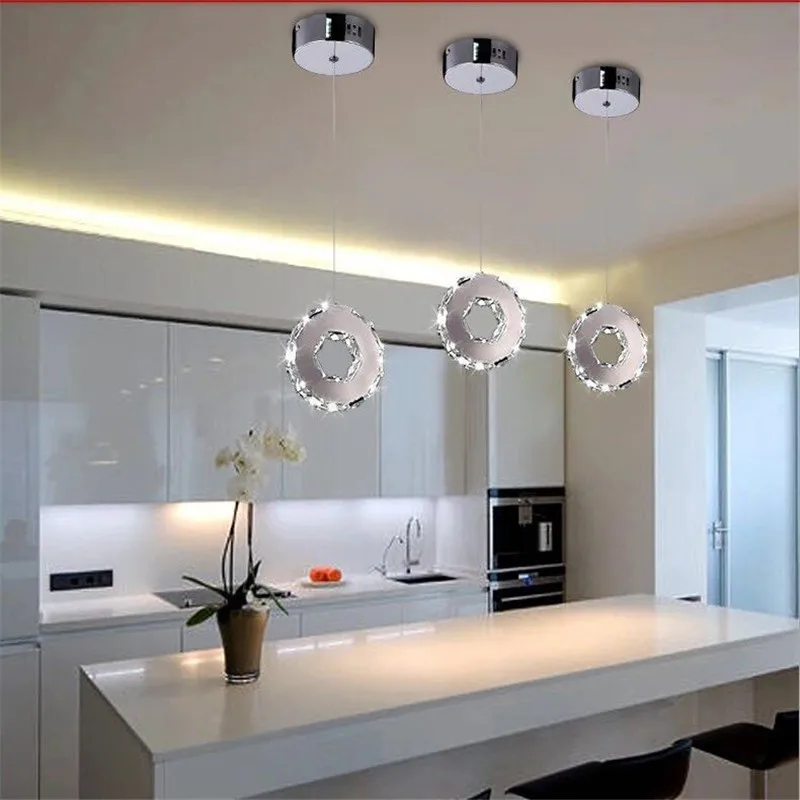 Современный светодиодный круглый хрустальный подвесной светильник s кухонный
