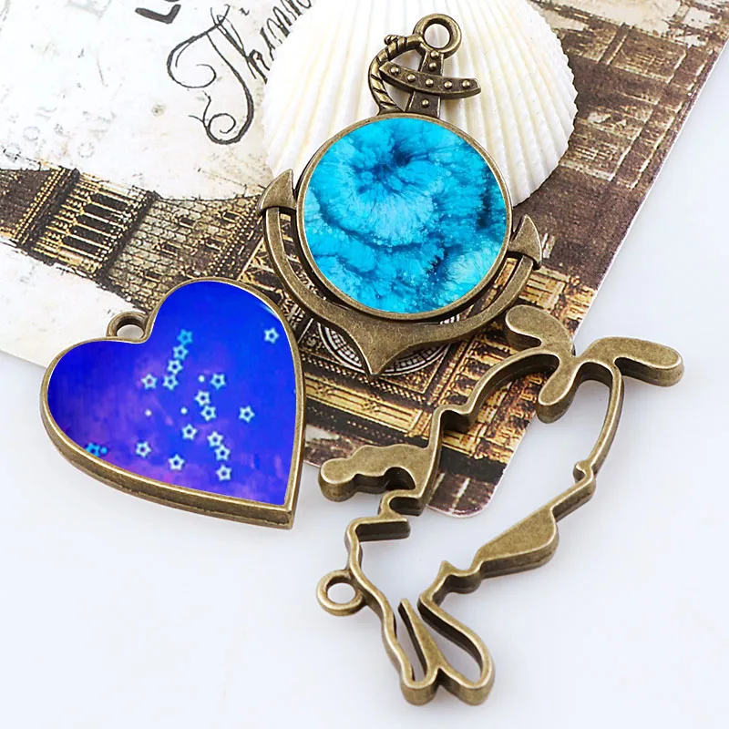 Винтажный якорь сердце кролик античная бронза металлическая полая рама