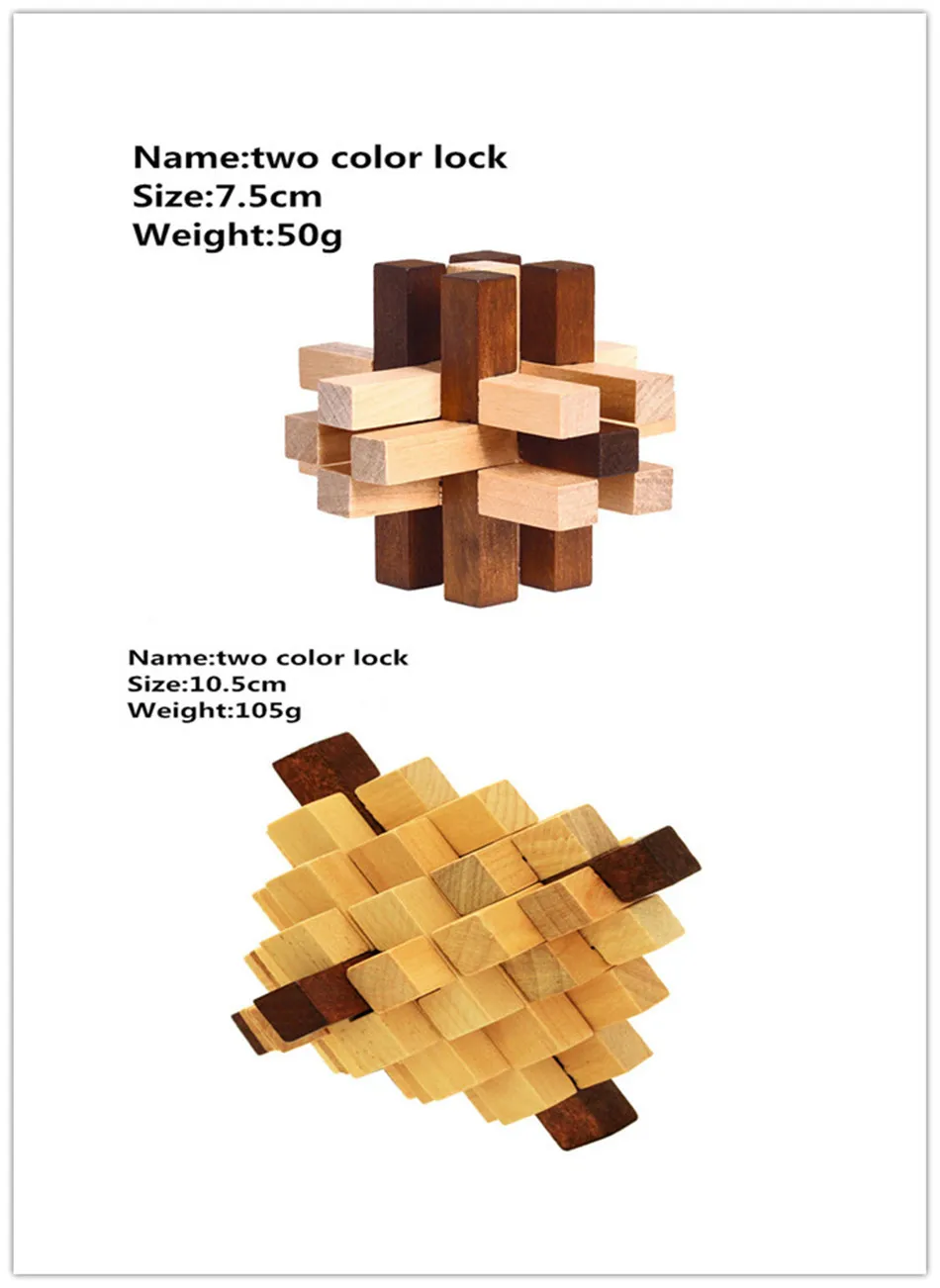 

Fidget Toys Pack IQ Brain Teaser Kong Ming Lock 3D Wooden Interlocking Burr Puzzles Game Toy For Adults Kids