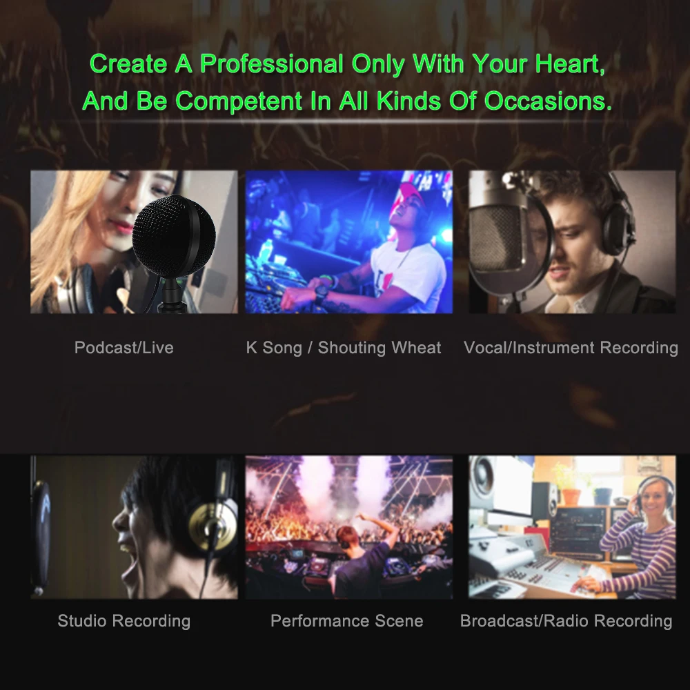 

360 Degrees Pickup Condenser Microphone For Computer Laptop USB Desktop Conference Microphone For Recording Braodcasting Singing