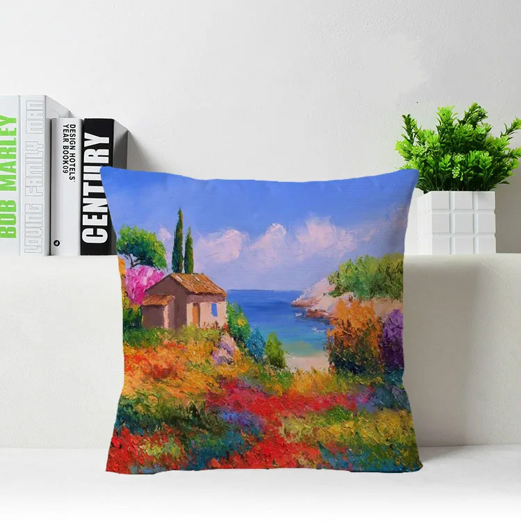 

Free Shipping Customized Anime Oil Painting Personalized Decorative Zippered Throw Square Pillowcase Durable Pillow Case