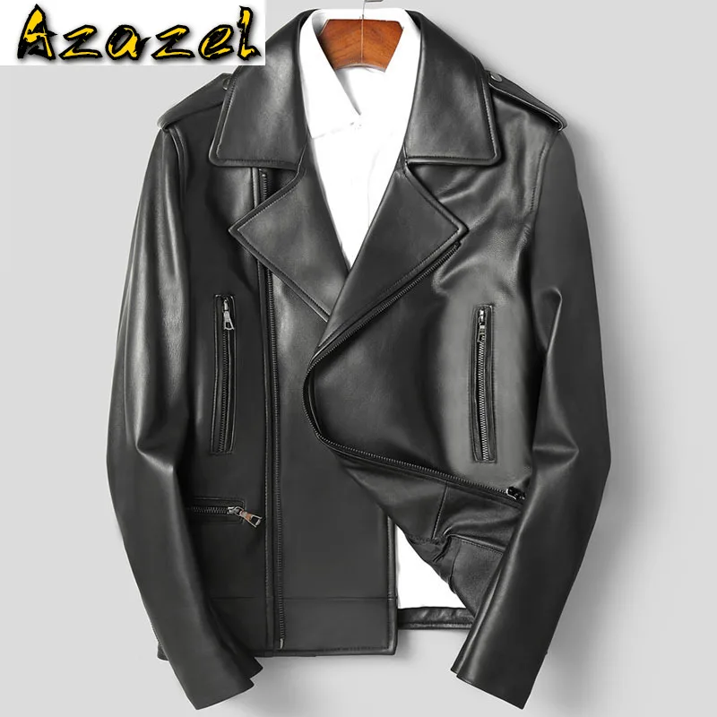 

Куртка Azazel из натуральной кожи мужская одежда осеннее пальто мужские корейские куртки из овечьей кожи мотоциклетная одежда веревка LXR583
