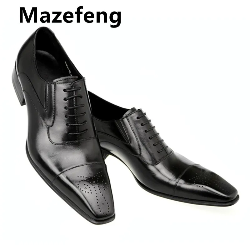 

Мужские туфли Mazefeng, весна 2021, деловые туфли из искусственной кожи, на шнуровке, деловые туфли для свадебной вечеринки