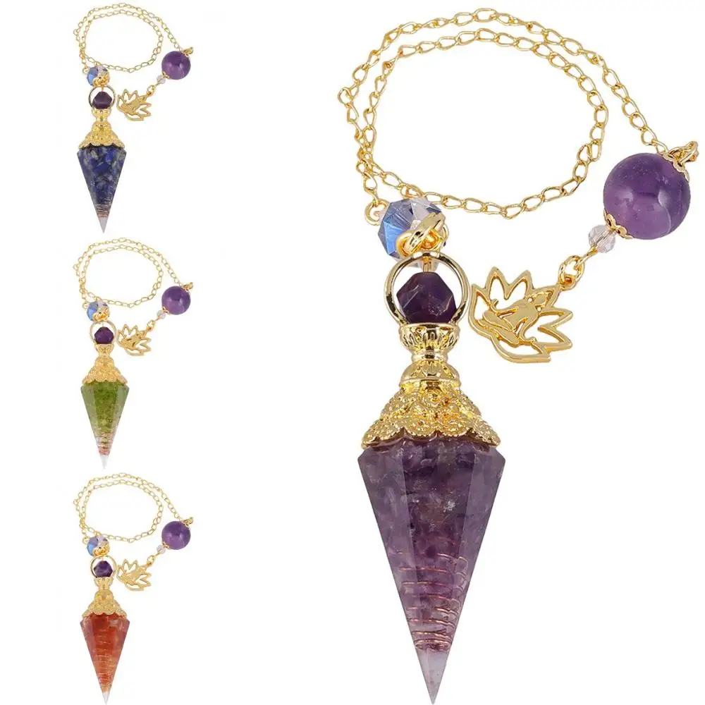 SUNYIK чипы из натурального камня спиральная Шестиугольная точка маятник для