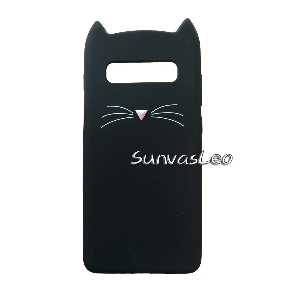 Black Beard Cat Мягкий силиконовый чехол для samsung Galaxy S10e S10 S10Plus с объемным изображением животных из мультфильмов, защитный противоударный чехол для задней панели телефона - Цвет: Black Beard Cat