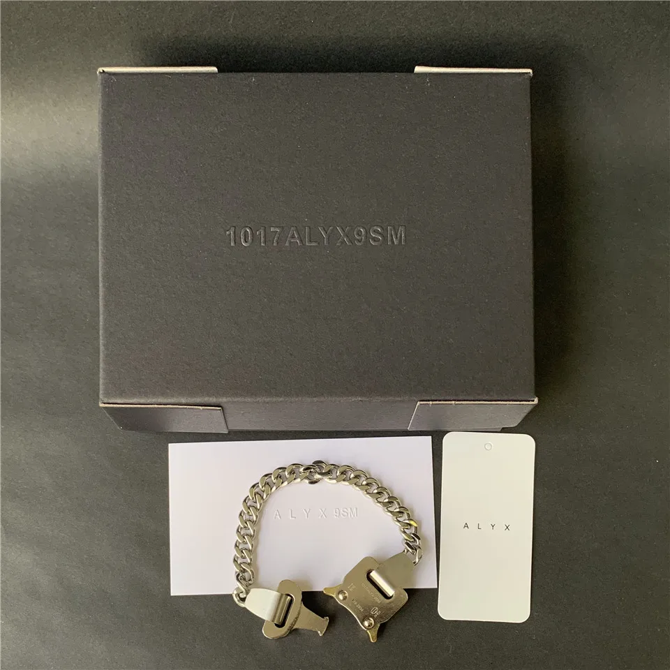 Men Women Bracelets Alyx Chain New Fashion Link Bracelet High Quality Metal Button 21cm 35g 1017-ALYX-9SM | Украшения и