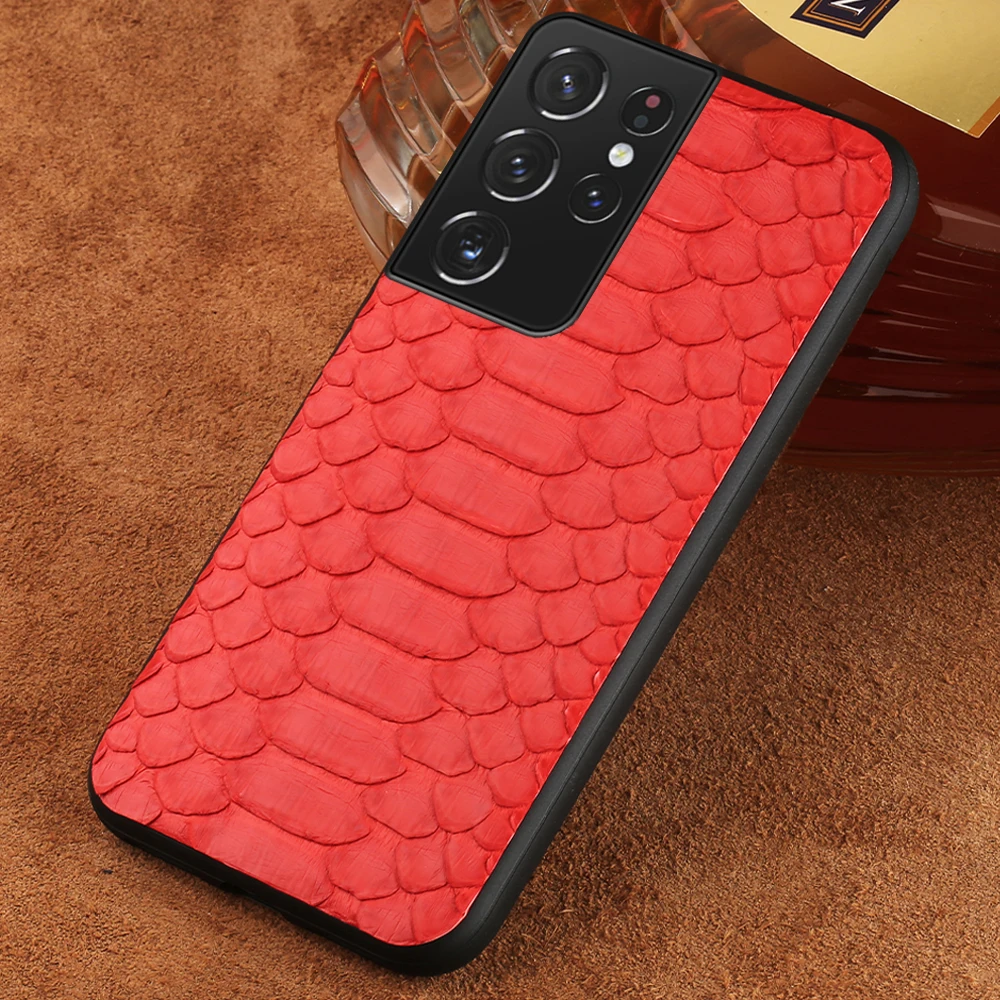 Genuine Python Leather Snake Skin Case For Samsung Galaxy S21 Ultra S20 FE S8 S9 S10 S21 Plus Note 20 10 A51 A71 A31 A50 M31 M51