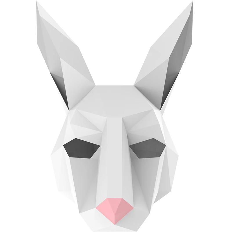 3D Бумажная форма белая маска кролика в виде животного головной убор реквизит для