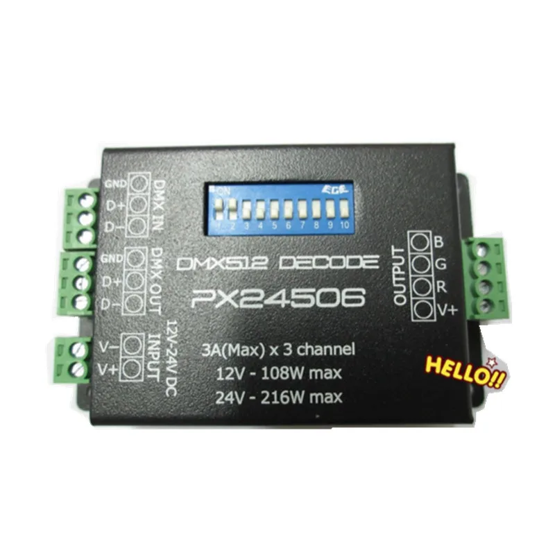 PX24506 DMX драйвер декодера 3X3A 512 RGB светодиодный контроллер 12 В ~ 24 используется для