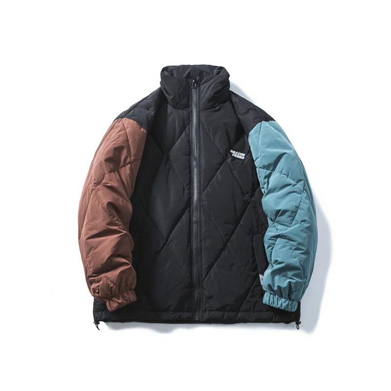 

Новинка Зима 2021, мужской пуховик в клетку с цветными рукавами-