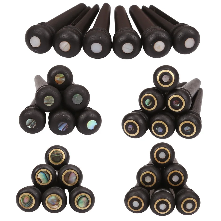 

6pcs Guitar Bridge End Pin Nut For Acoustic Guitar Black Ebony Shell