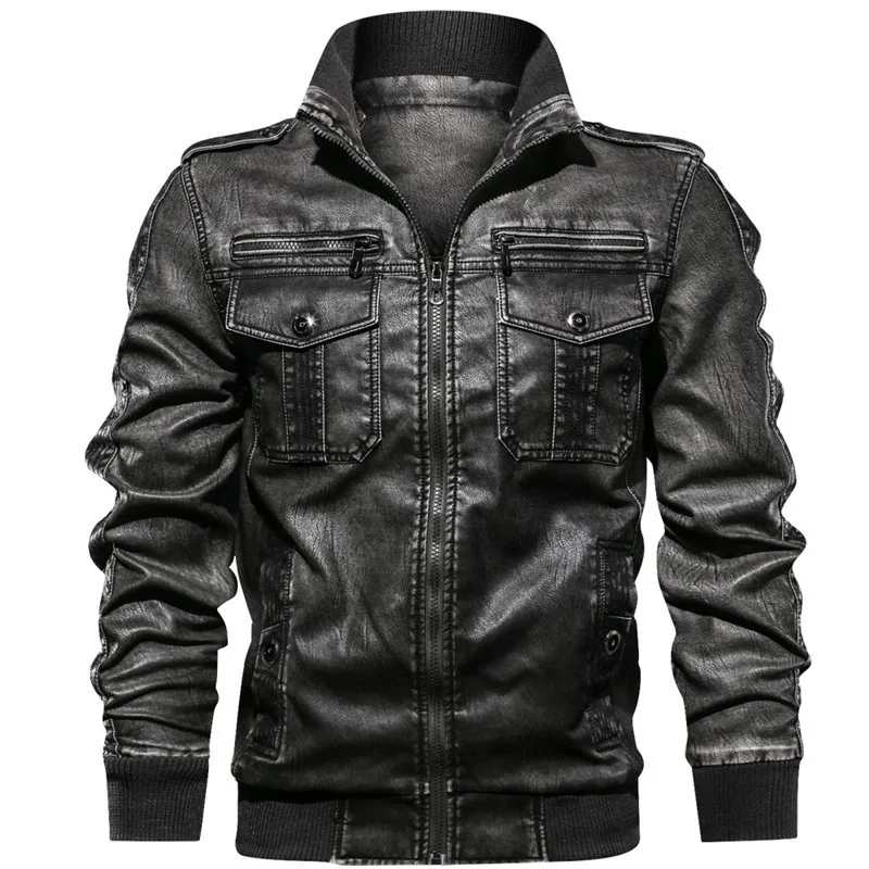 New Men's Military Jacket Casual Army Fitness Fur Coat Bomber Anti-Leather European Size leather jacket Dropshipping | Мужская