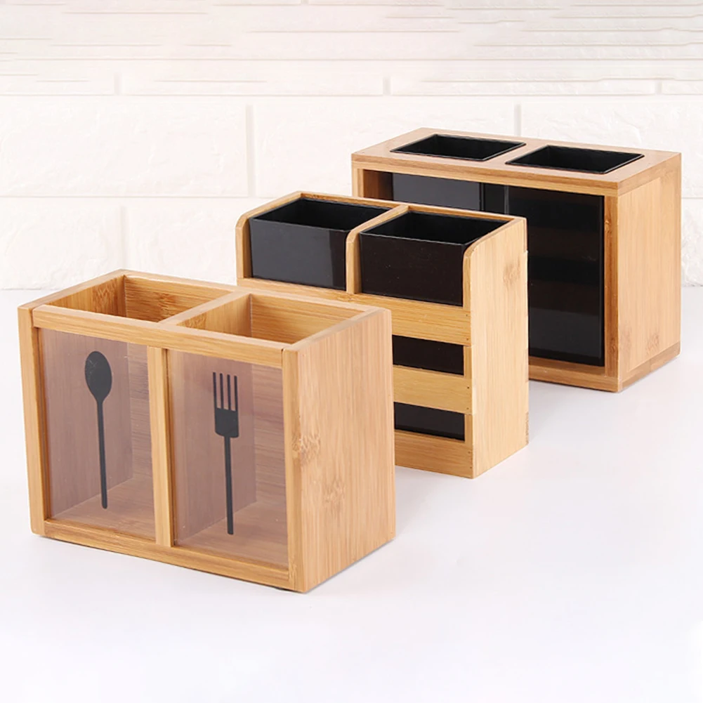 

Multifunctional Bamboo Chopsticks Storage Box Drain Chopsticks Stand Chopsticks Cutlery Partition Storage Box Kitchen Storage