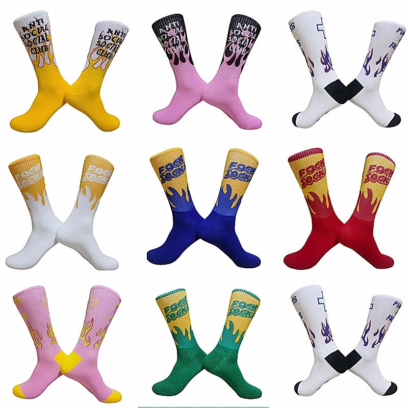 

Korean fashion Harajuku street hip-hop socks unisex fun lightning men's socks happy skateboard flame ladies socks