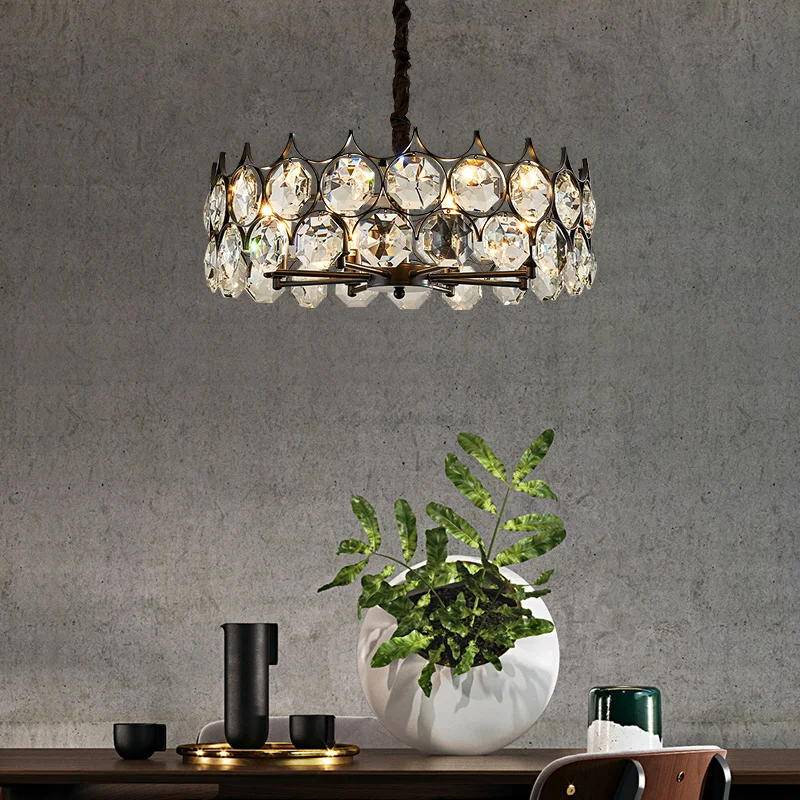 

Branch-shaped led restaurant bedroom living room study staircase European-style simple European gold round crystal chandelier