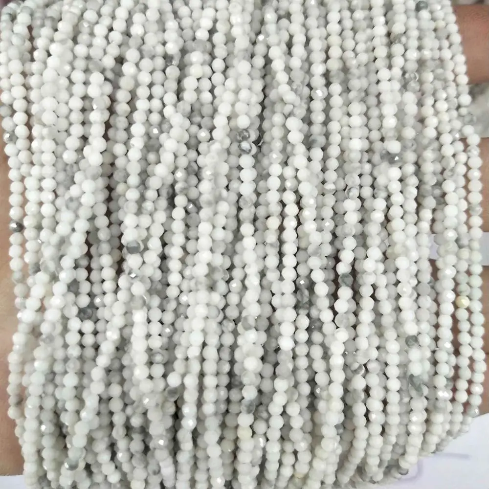 White Turquoise Граненые 2 мм бусины из натурального камня розовый кристалл кварца лазурит Агаты драгоценные камни бусины для самостоятельного изготовления ювелирных изделий браслет ожерелье - Цвет: White Turquoise