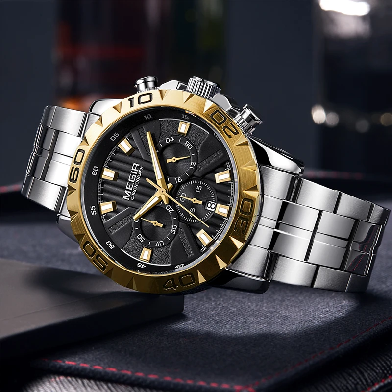 Часы MEGIR Мужские кварцевые деловые брендовые Роскошные водонепроницаемые