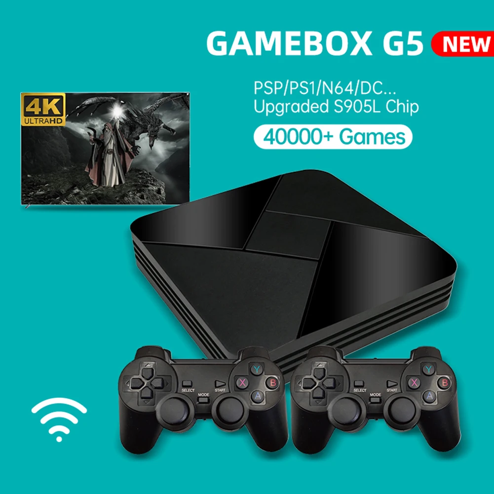 

Игровая приставка Powkiddy G5 S905L, Wi-Fi, 4K, HD, игровая консоль X 50 + эмулятор, 40000 + игр, ТВ-приставка, игровой плеер для PS1/N64/DC