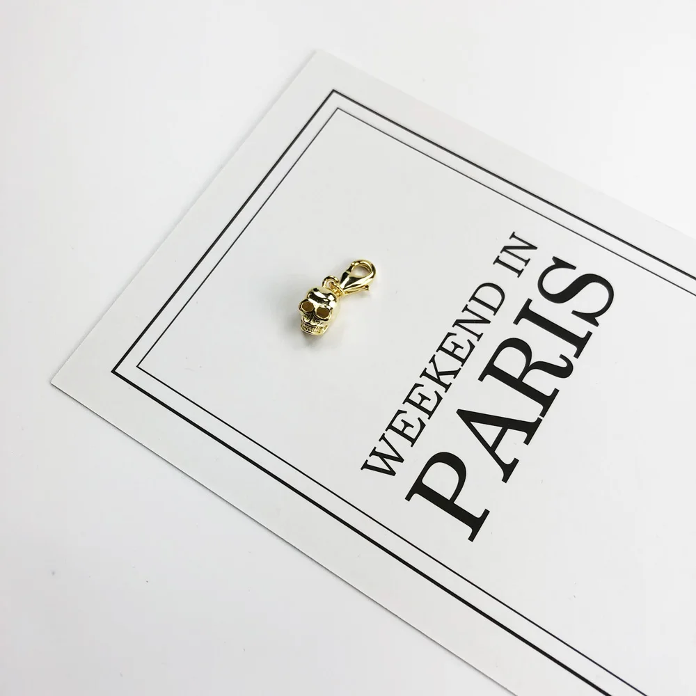 Серебро/золото/Роза Золотые талисманы череп 925 стерлингового серебра подвески в