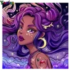 Полноразмернаякруглая алмазная живопись, мультяшная африканская искусственная мозаика и швейные иглы, искусство, подвеска