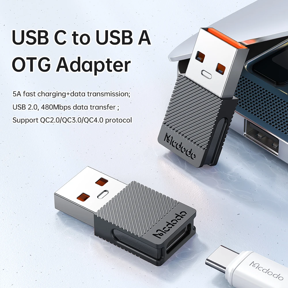 Mcdodo USB C To USB A OTG Adapter Type C Male To Female Data Converter 5A Fast Charging QC4.0 For laptop Phone Headset Connector
