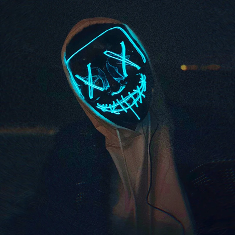 Маска для косплея светодиодная маска на Хэллоуин страшные светящиеся вечерние