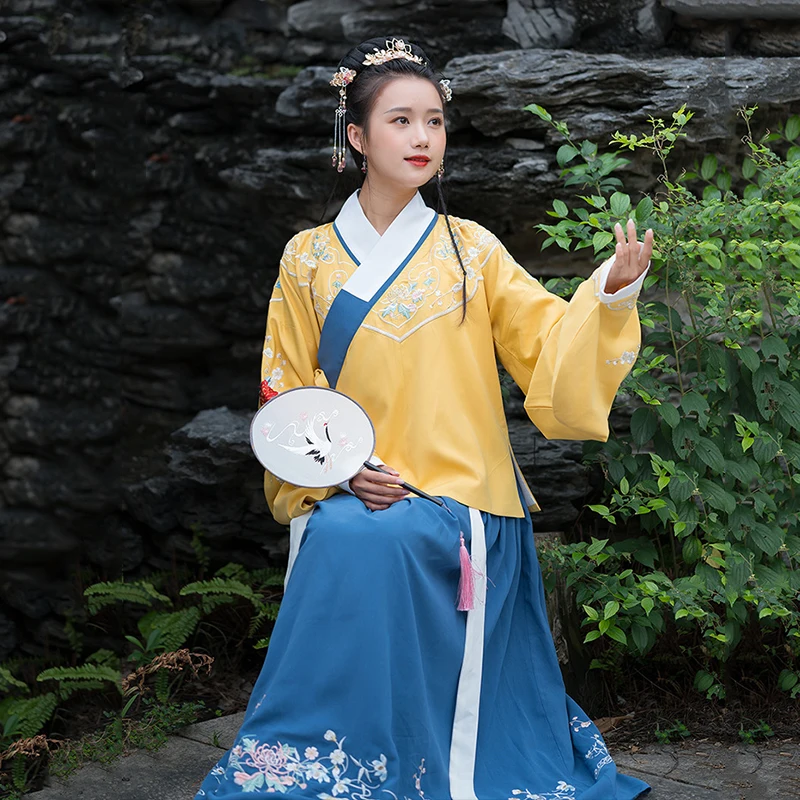 Традиционный танцевальный костюм с вышивкой Hanfu, женское платье феи, народный фестиваль, наряд певцов, Восточное представление, одежда DC3160