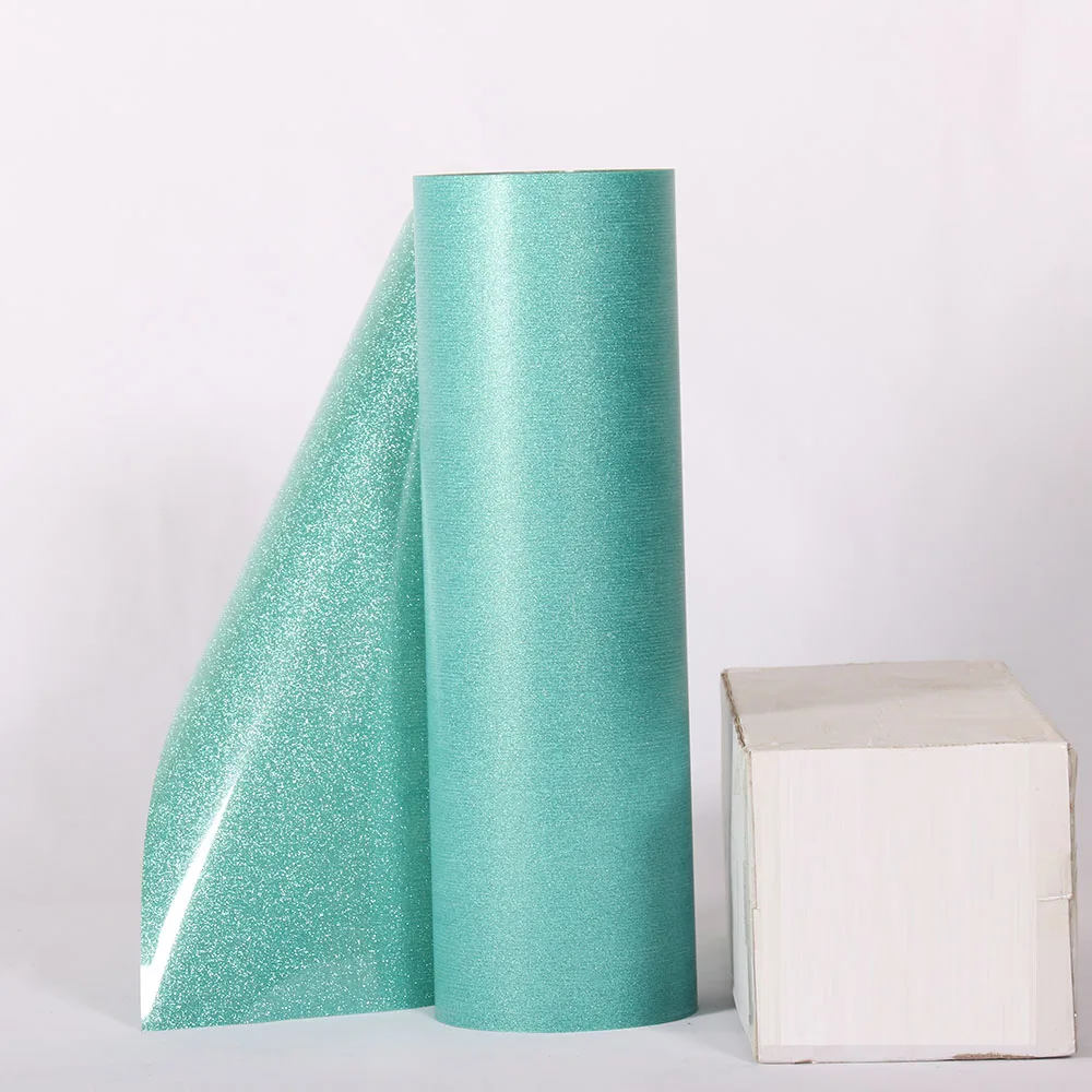 Блестящая Термотрансферная виниловая футболка HTV Нефритового цвета s красивая