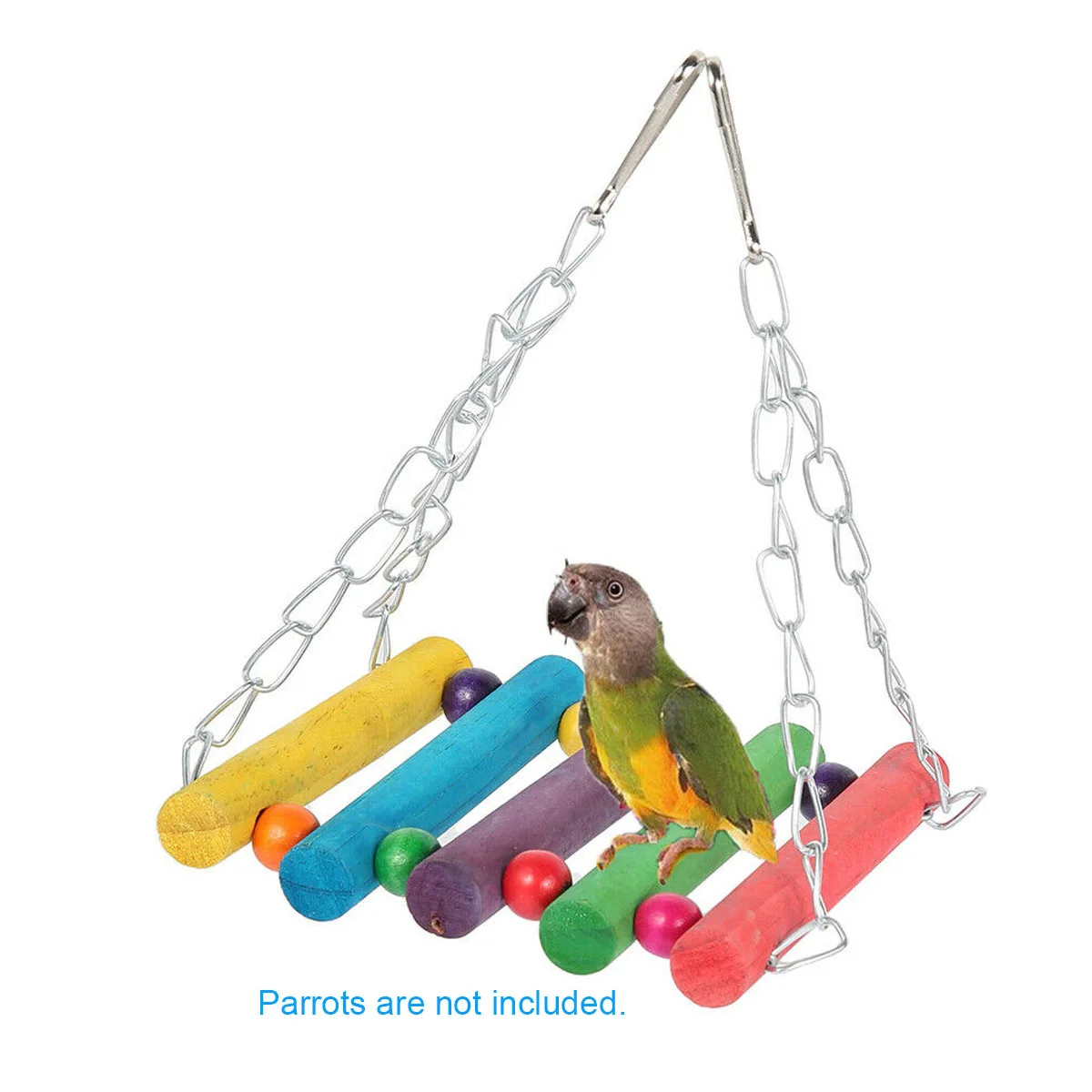

17 Pcs Parrot Birds Toy Kit Swing Hanging Bells Wooden Bridge Chewing Hanging Bell Bird Toy Standing Training Pet Tool
