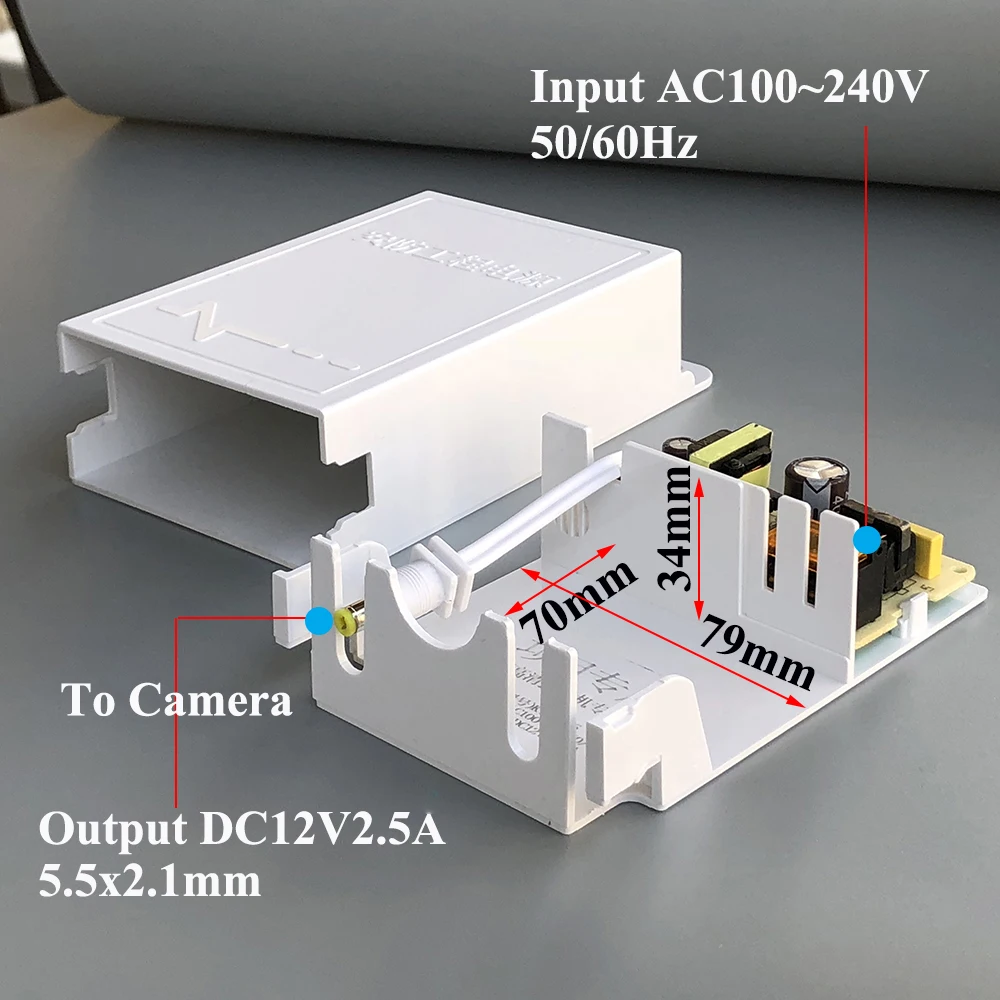 AC DC адаптер питания 100 240V to 12V 2.5A 24W 50HZ 60HZ Outdoor Waterproof Special Power для IP Камеры