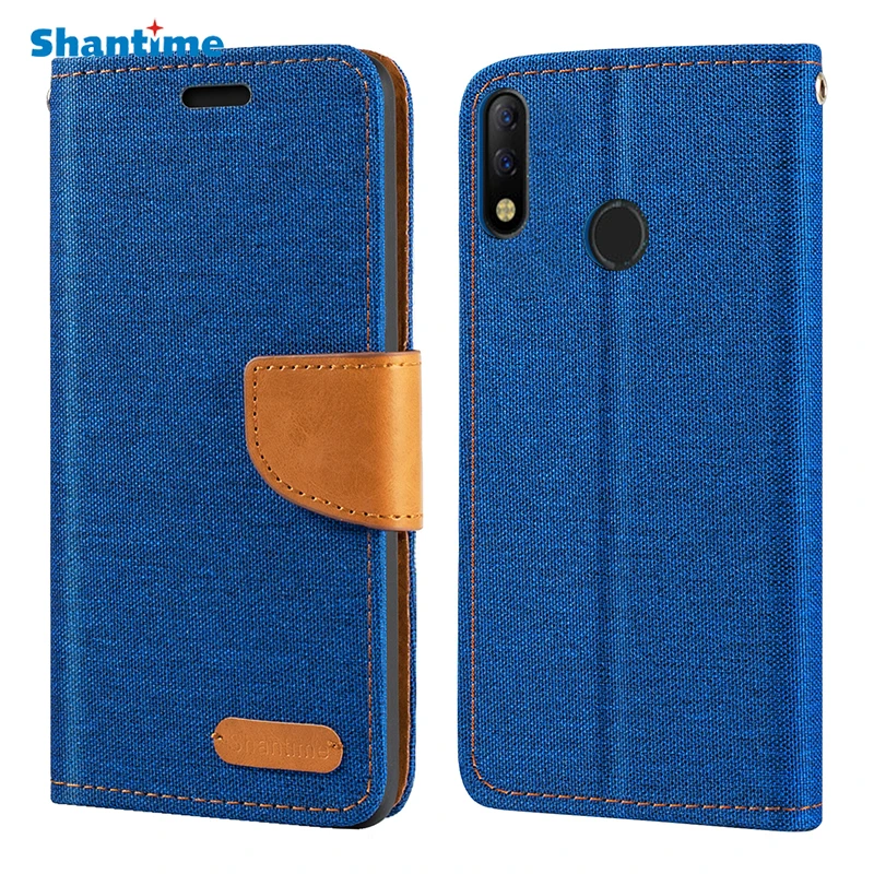 Чехол кошелек из кожи Оксфорд для Tecno Spark 3 с мягкой задней крышкой ТПУ Магнитный