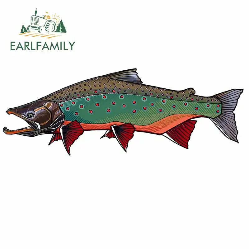 

EARLFAMILY 13 см x 4,9 см для зеленой рыбы Красный Рисунок мультфильм наклейки для автомобиля RV Лобовое стекло окна устойчивые к царапинам наклейки ...
