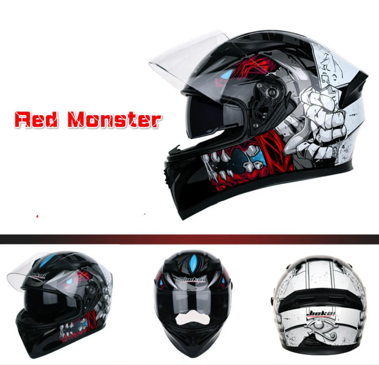 Новый стильный четырехсезонный мотоциклетный шлем Red Monster с двойным экраном