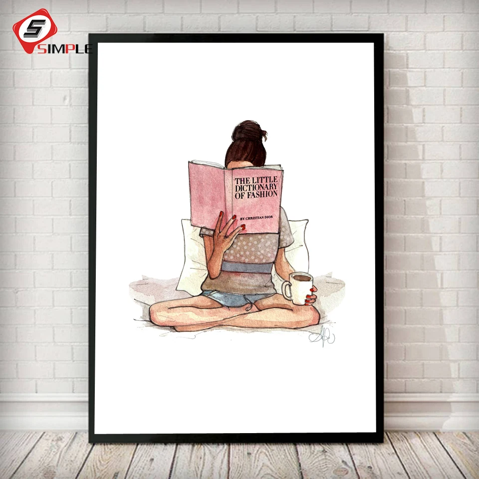 

Modern Fashion Canvas Painting Girl Read Book Posters and Prints Wall Art Picture For Living Room Home Decor sexy Legs No Frame
