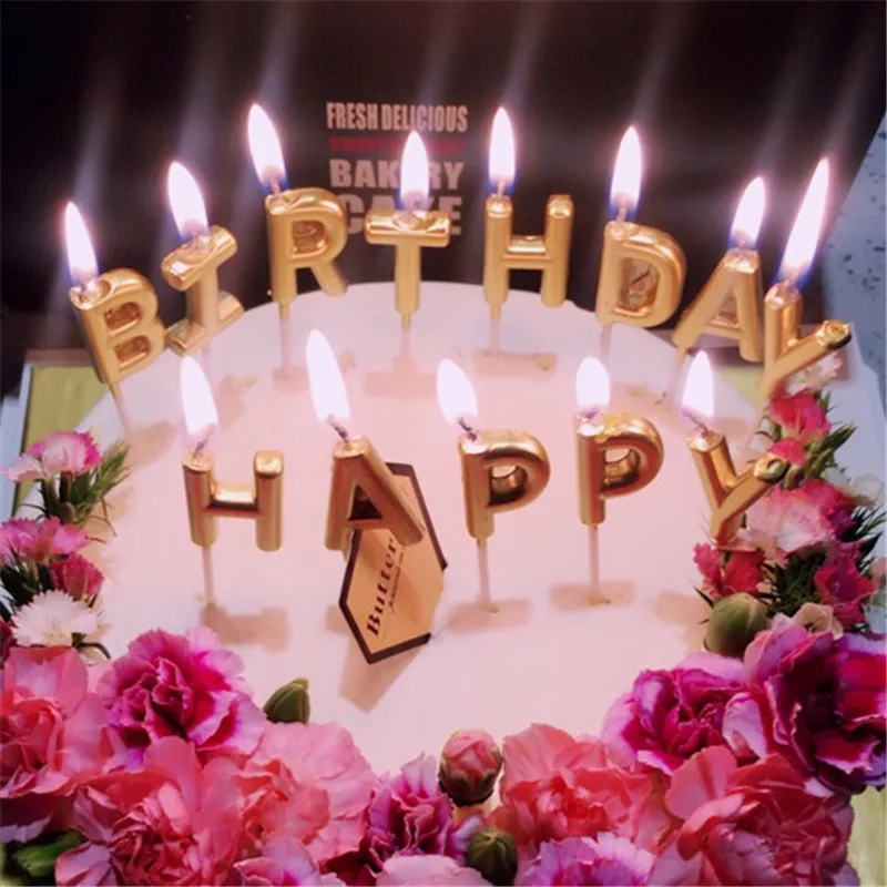 Декоративные свечи для торта с надписью на английском в день рождения Happy Birthday -