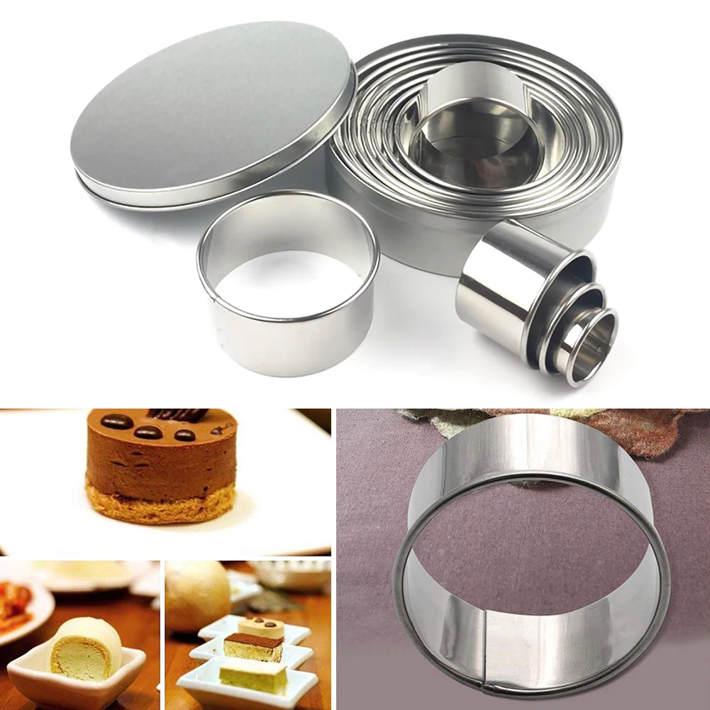 

12Pcs Cookie Mould Round Cake Biscuit Cutter Mousse Mold Gifts DIY Baking Pastry Donuts Dough Cutters Slicers Cake Kitchen Tool