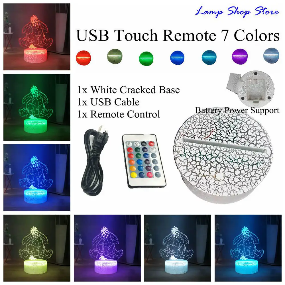 W-USB Remote 7 color Дропшиппинг милый ИА RGB многоцветный 3D оптическая лампа Пух медведь светодиодный ночной Светильник для сна Детский праздник день рождения Рождественский подарок - Испускаемый цвет: W-USB Remote 7 color