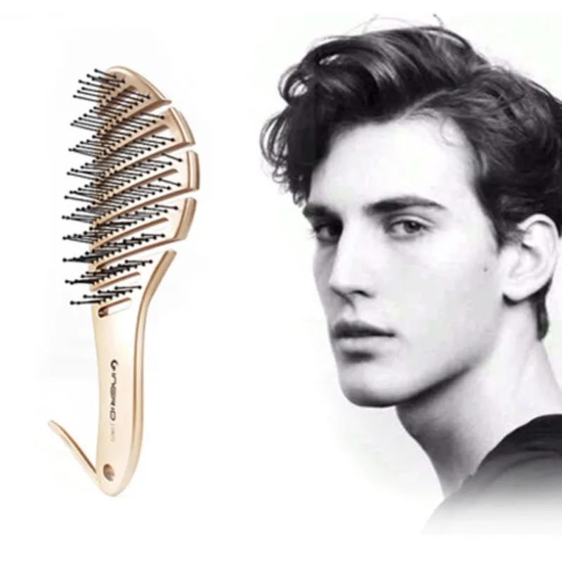 Расческа в форме дуги золотого цвета массажная Антистатическая расческа для