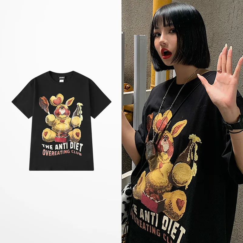 Футболка Ulzzang в стиле ретро для мужчин и женщин уличная одежда рок/панк тенниска