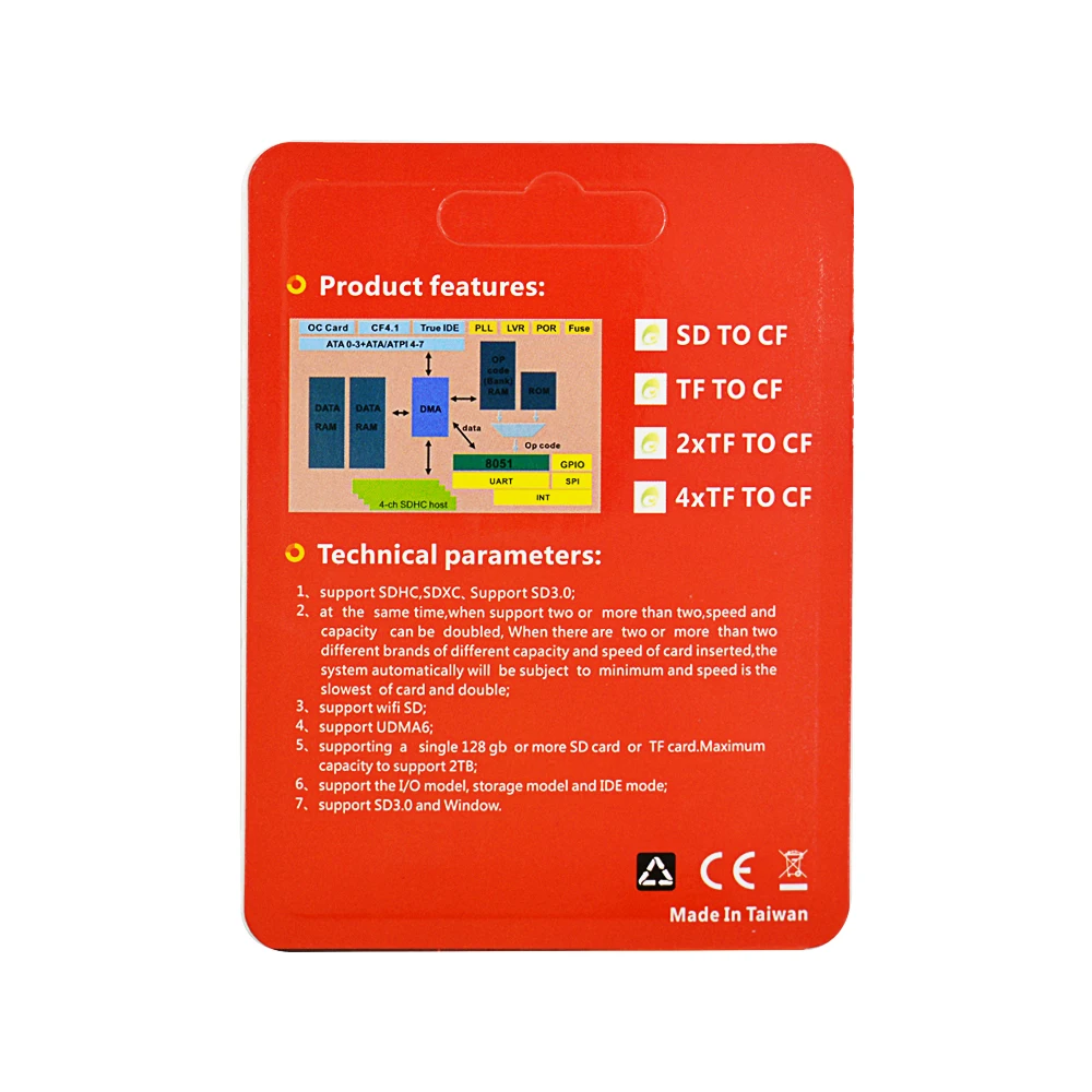 CHIPAL Высокое качество Micro SD TF для CF адаптер для MicroSD SDHC SDXC Для Compact Flash type I карта памяти с розничной посылка