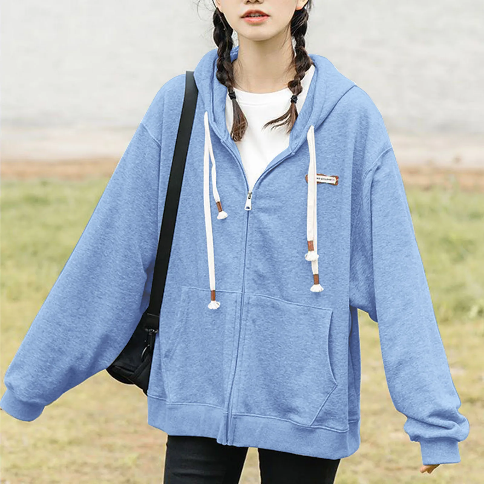 Женская однотонная блузка с длинным рукавом свободного покроя | одежда