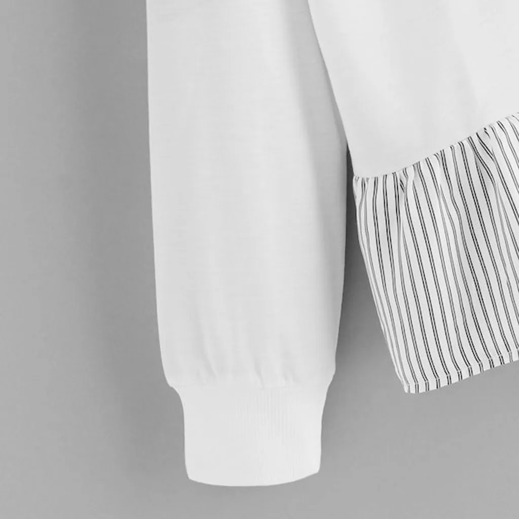 Осенняя Женская толстовка с длинным рукавом лоскутный пуловер Модный