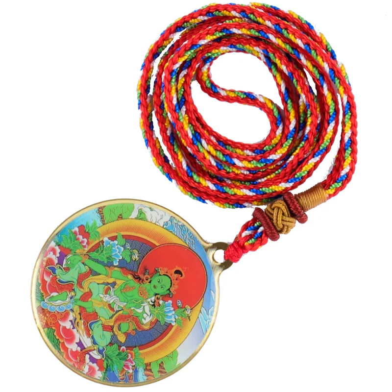 Зеленый Тара Будда статуя маленький танка тибетских Буддизм Медь Подвеска из