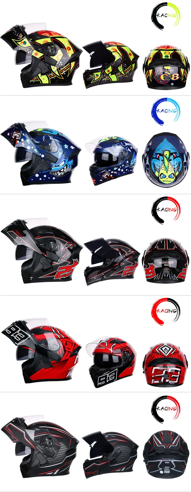 

New Motorcycle Helmet Safety Helmet Racing Motocross Helmet double lens helmet DOT Approved