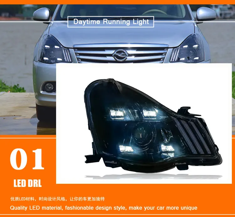2 шт. автомобильный стиль светодиодный фары для Nissan Sentra 08-19 для Sentra Головной фонарь светодиодный DRL Объектив двойной луч H7 HID Xenon bi xenon объектив