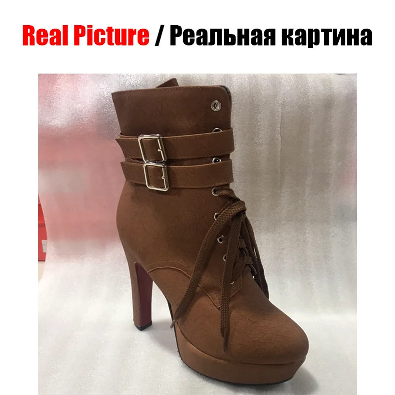 SARAIRIS/2019 большой Размеры 30 50 на высоком каблуке женские ботинки толстой подошве