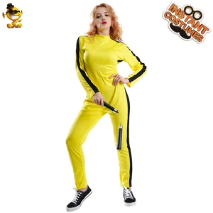 Женский комбинезон Kongfu Kill, нарядное платье, желтое платье для Хэллоуина, костюм для взрослых, женская одежда