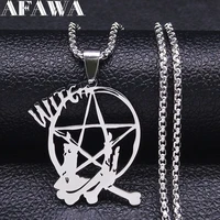 witchcraft pentagram witch candle bones stainless steel chain necklaces for women silver color necklace jewelry chaine n7024s02