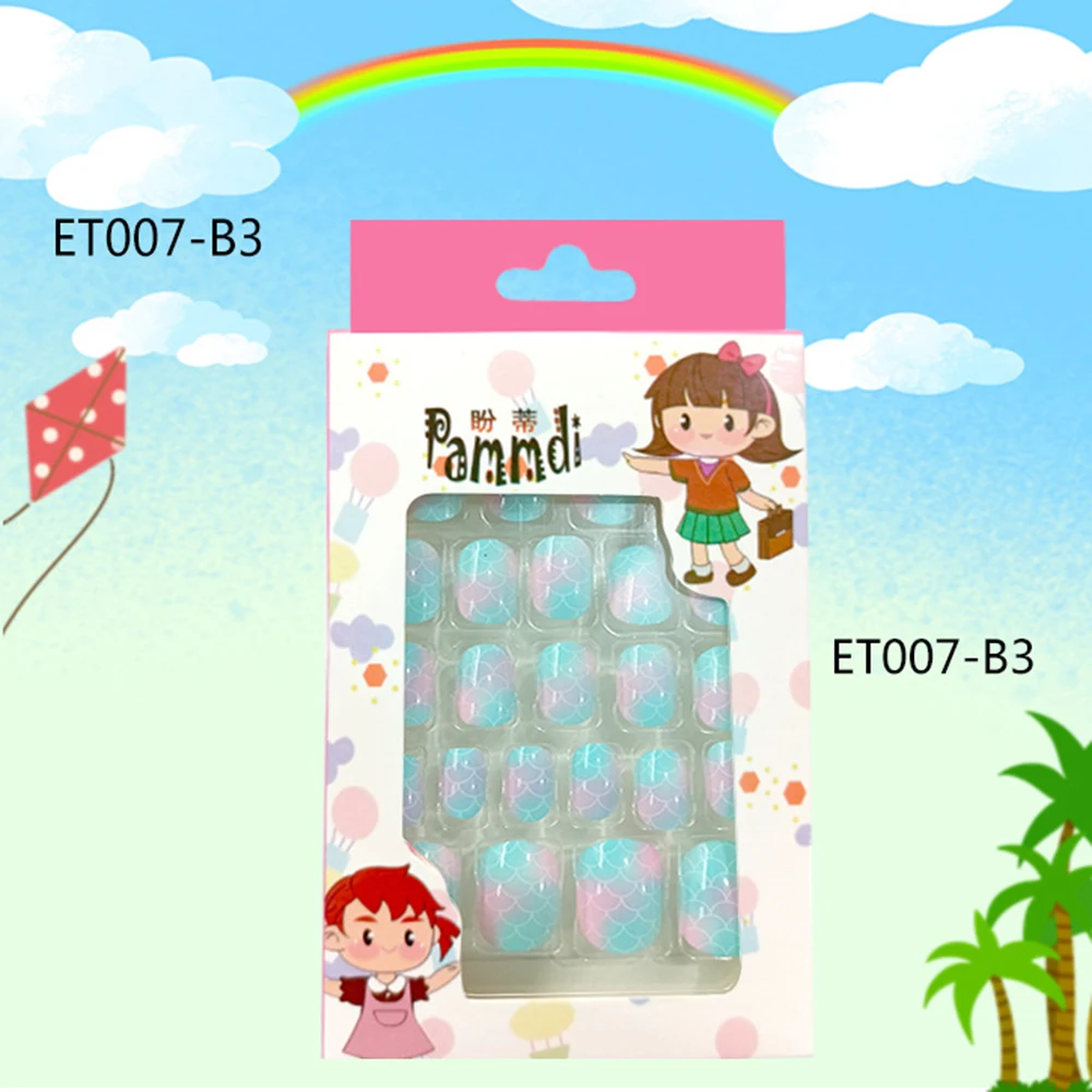 Цветные накладные ногти для малышей красивые самоклеящиеся искусственные